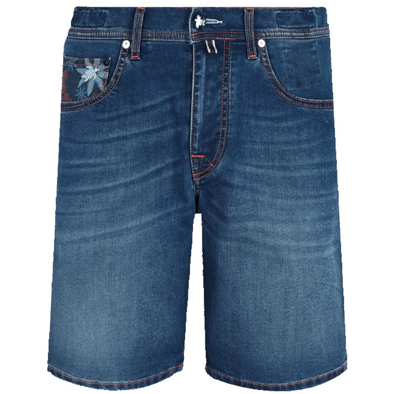 Men Denim Bermuda Shorts printed 1977 Spring Flower 1