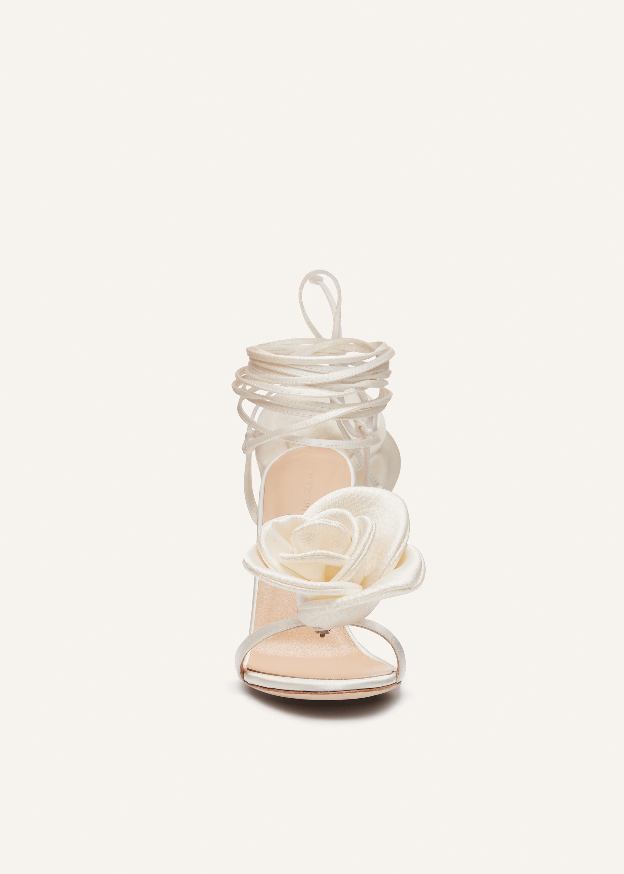 Double flower heel sandals in ivory - 3