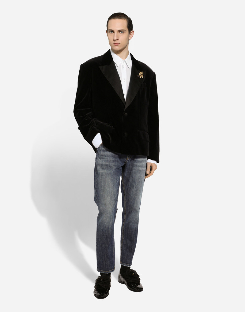Oversize single-breasted velvet jacket 5