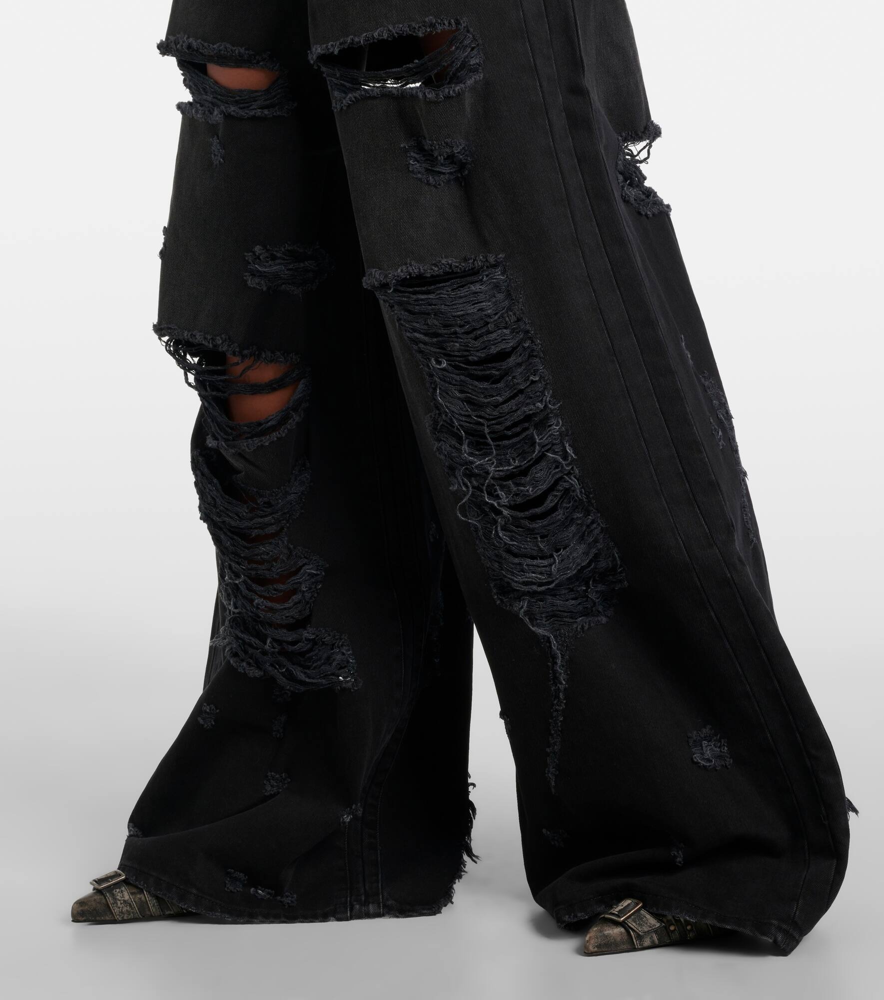 Big Shape distressed wide-leg jeans - 5