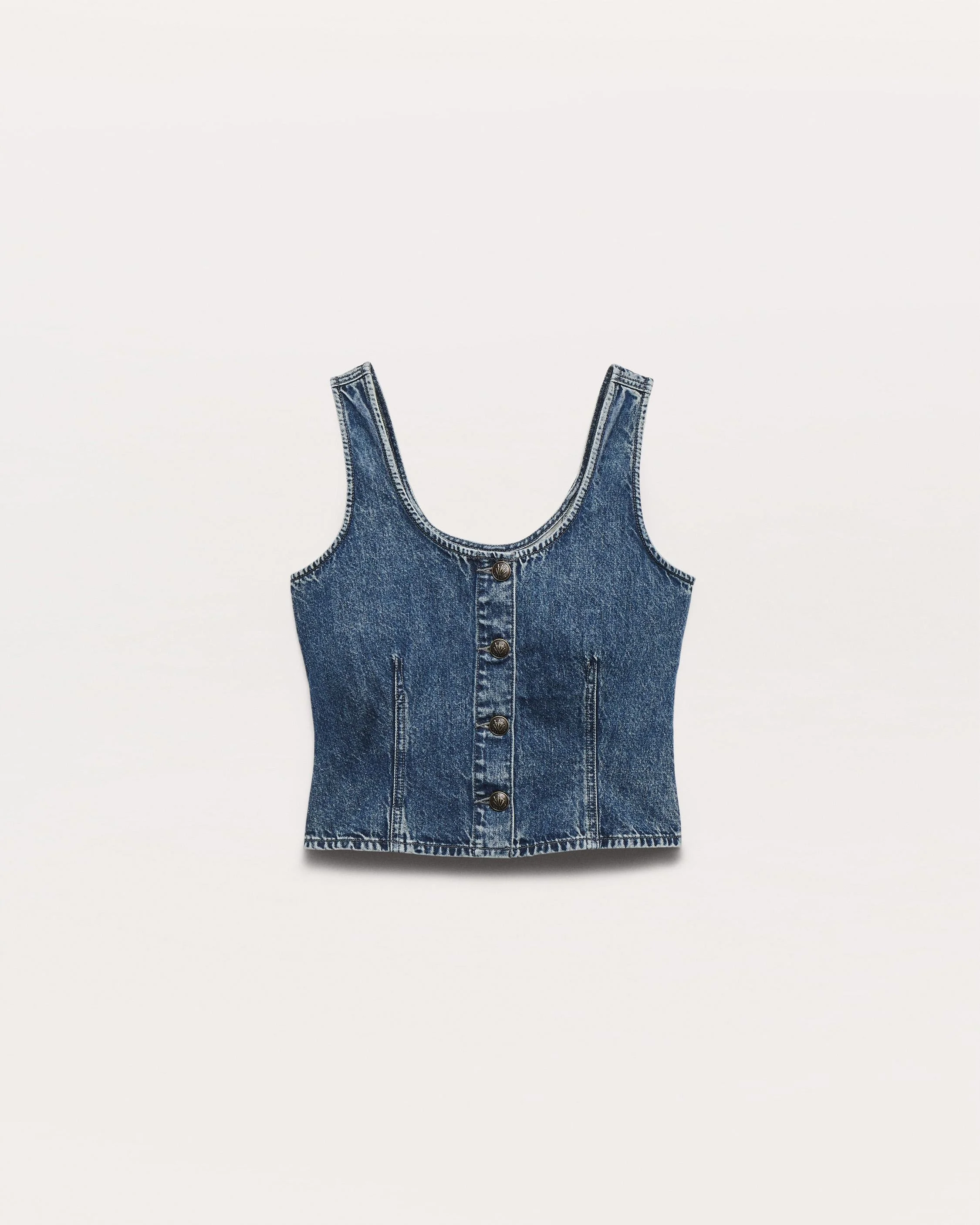 Poppy Denim Tank Top
Lightweight Rigid in Adeline - 1