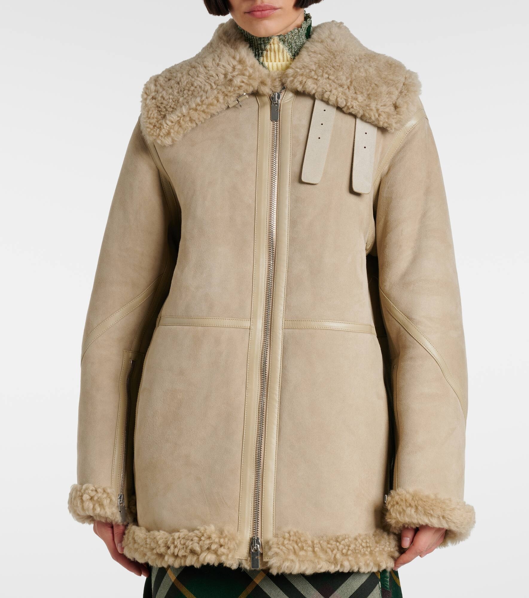 Shearling-lined leather jacket - 7