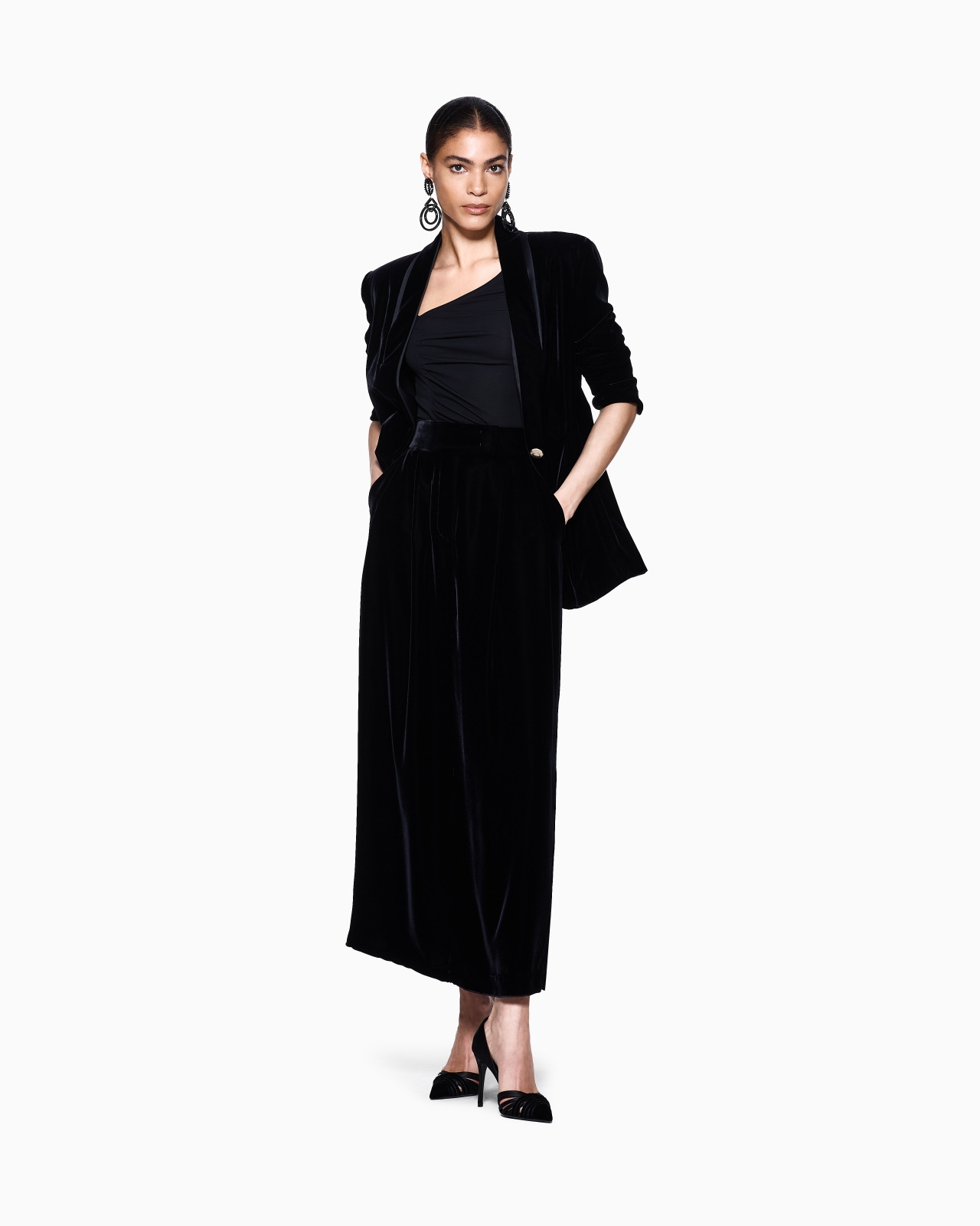VISCOSE JERSEY JUMPER WITH AN ASYMMETRIC NECKLINE - 2