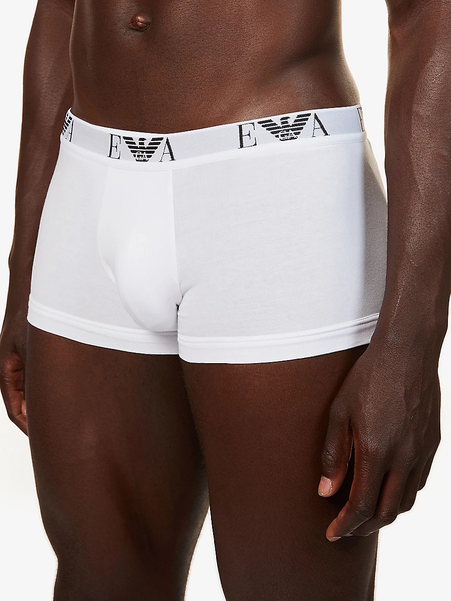 Logo-print stretch-cotton trunks pack of three - 4