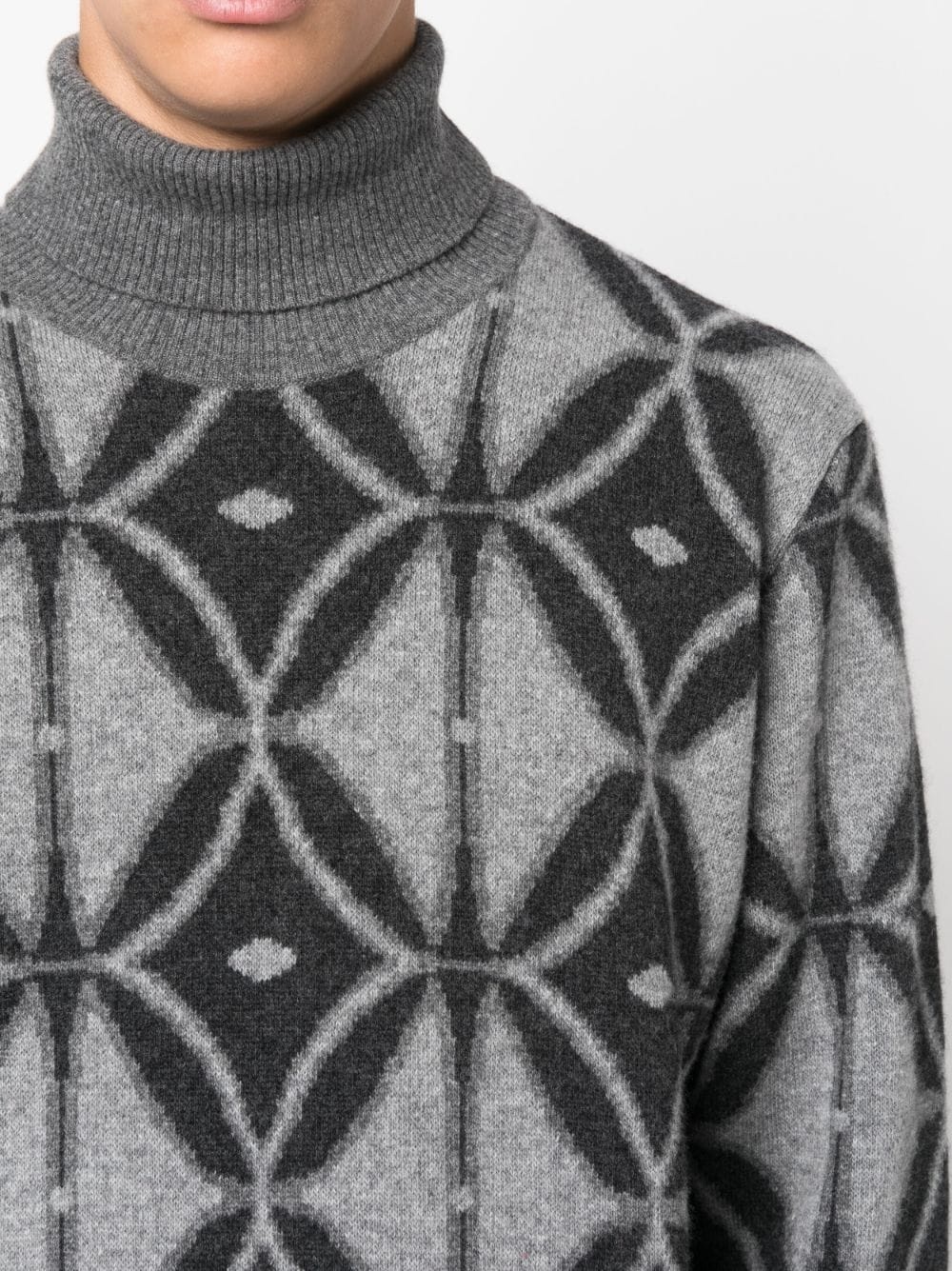 pattern-intarsia roll-neck jumper - 5