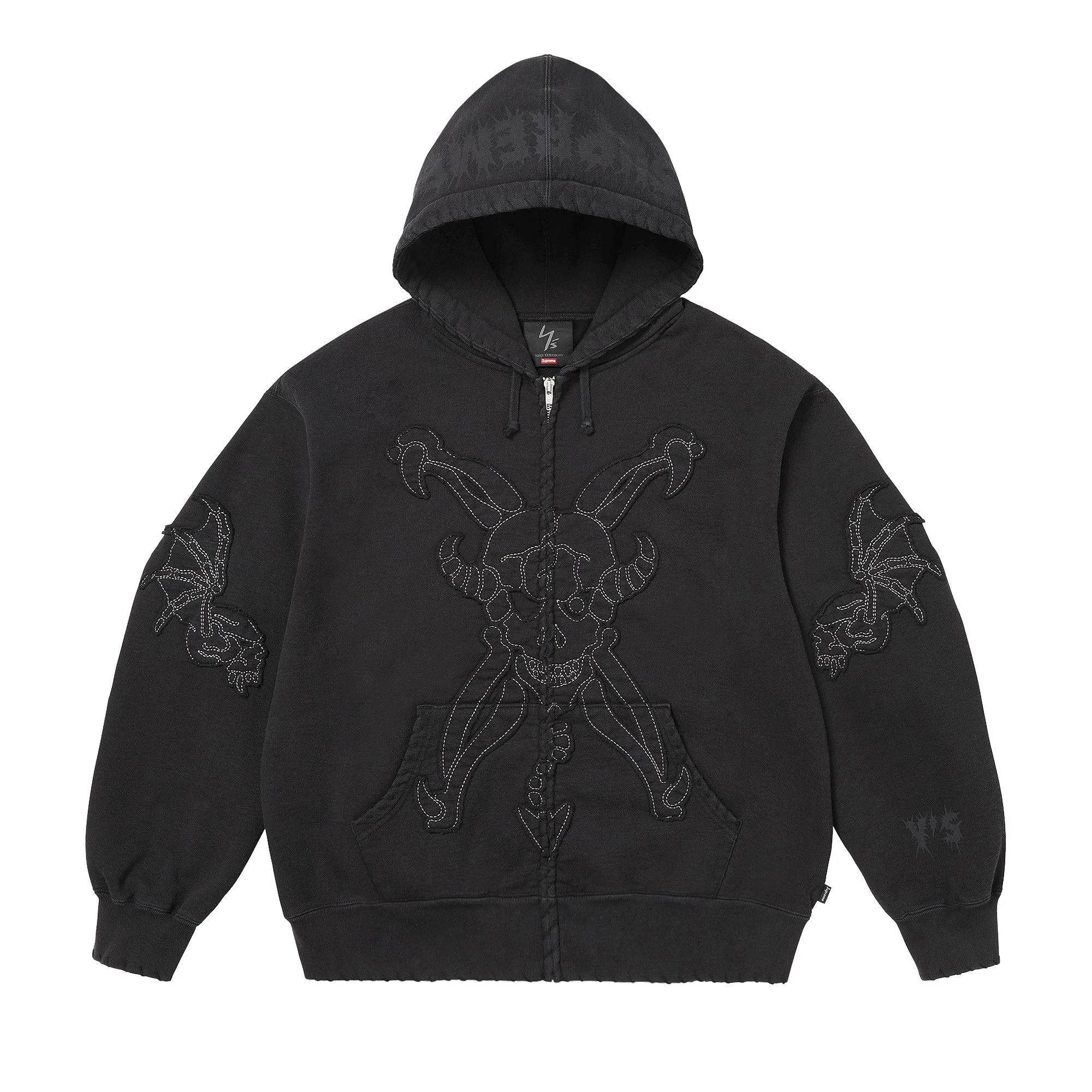 Supreme x Y’s Zip Up Hooded Sweatshirt 'Black' - 1