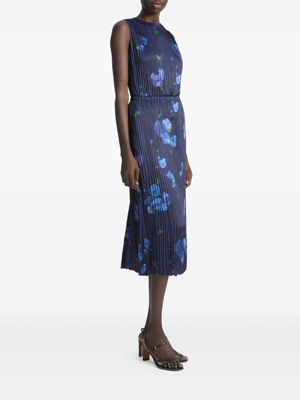 Poppy Blur pleated floral midi skirt - 2