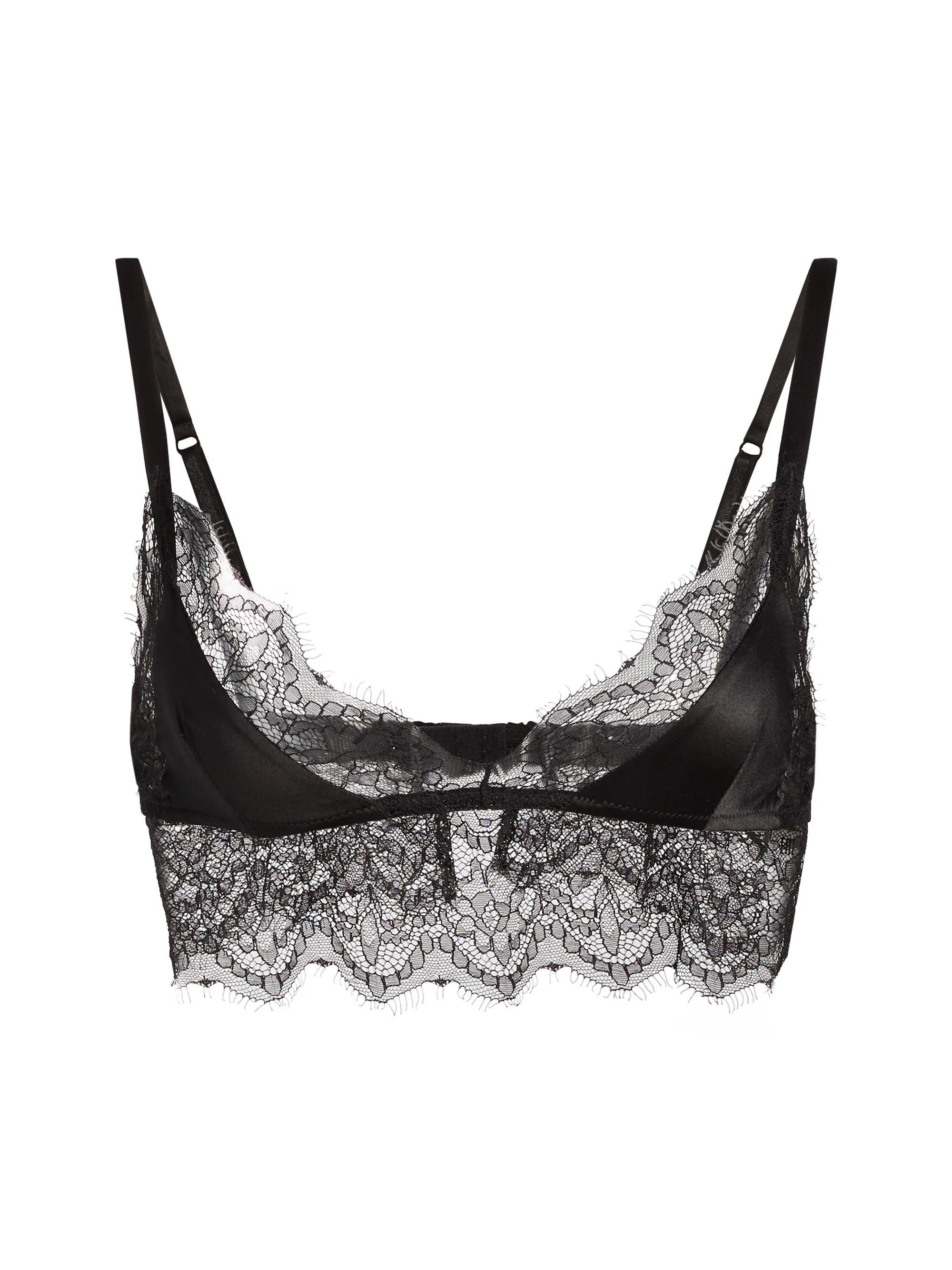 Women's Satin & Lace Bralette - Black - 1