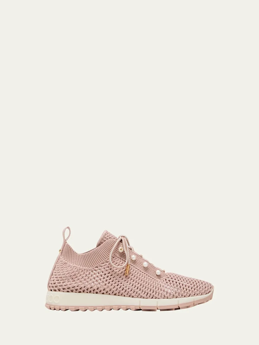 Veles Knit Pearly Lace-Up Sneakers - 1