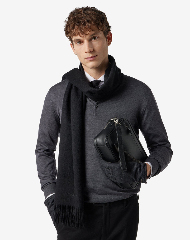 CORNELIANI Black pure cashmere scarf outlook