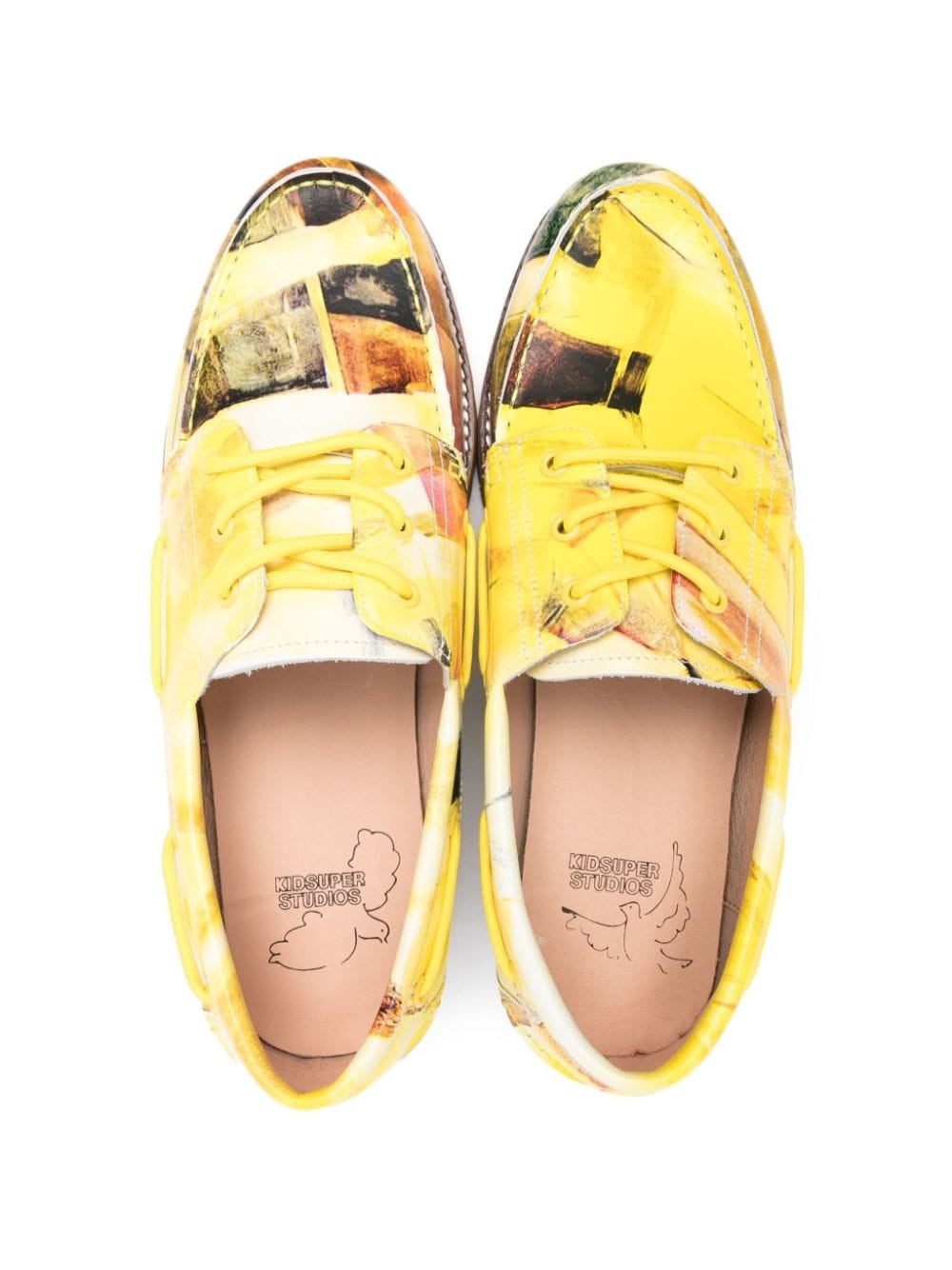 graphic-print leather boat shoes - 4