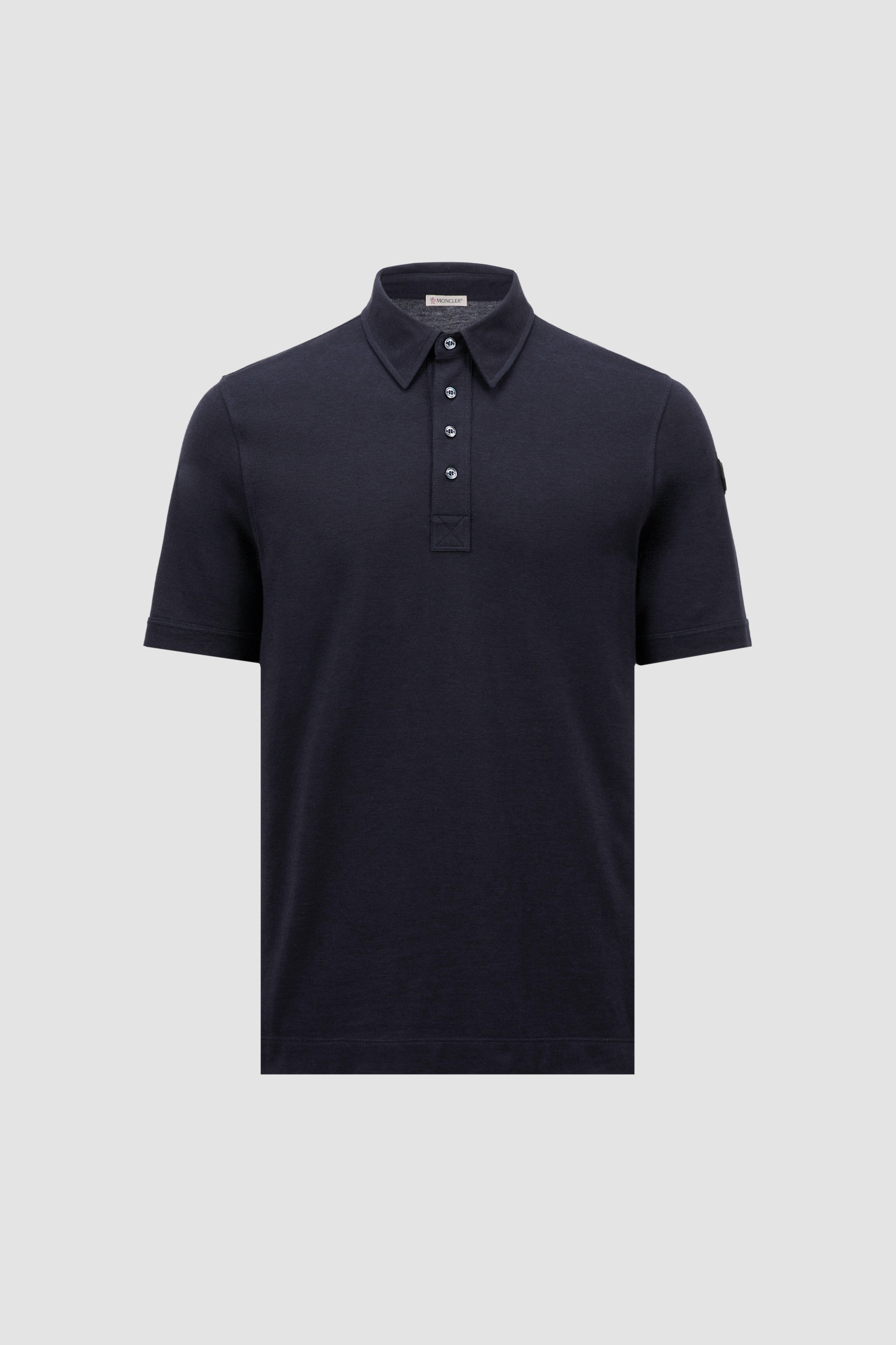 Double Leather Logo Cotton Polo Shirt - 1