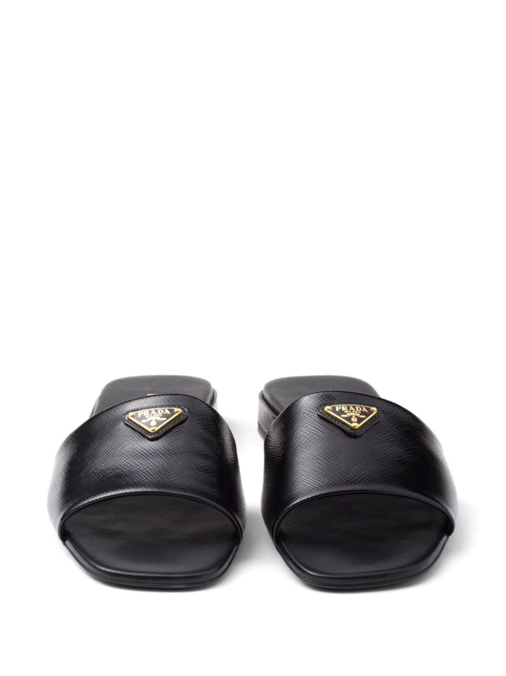 triangle-logo leather slides - 5