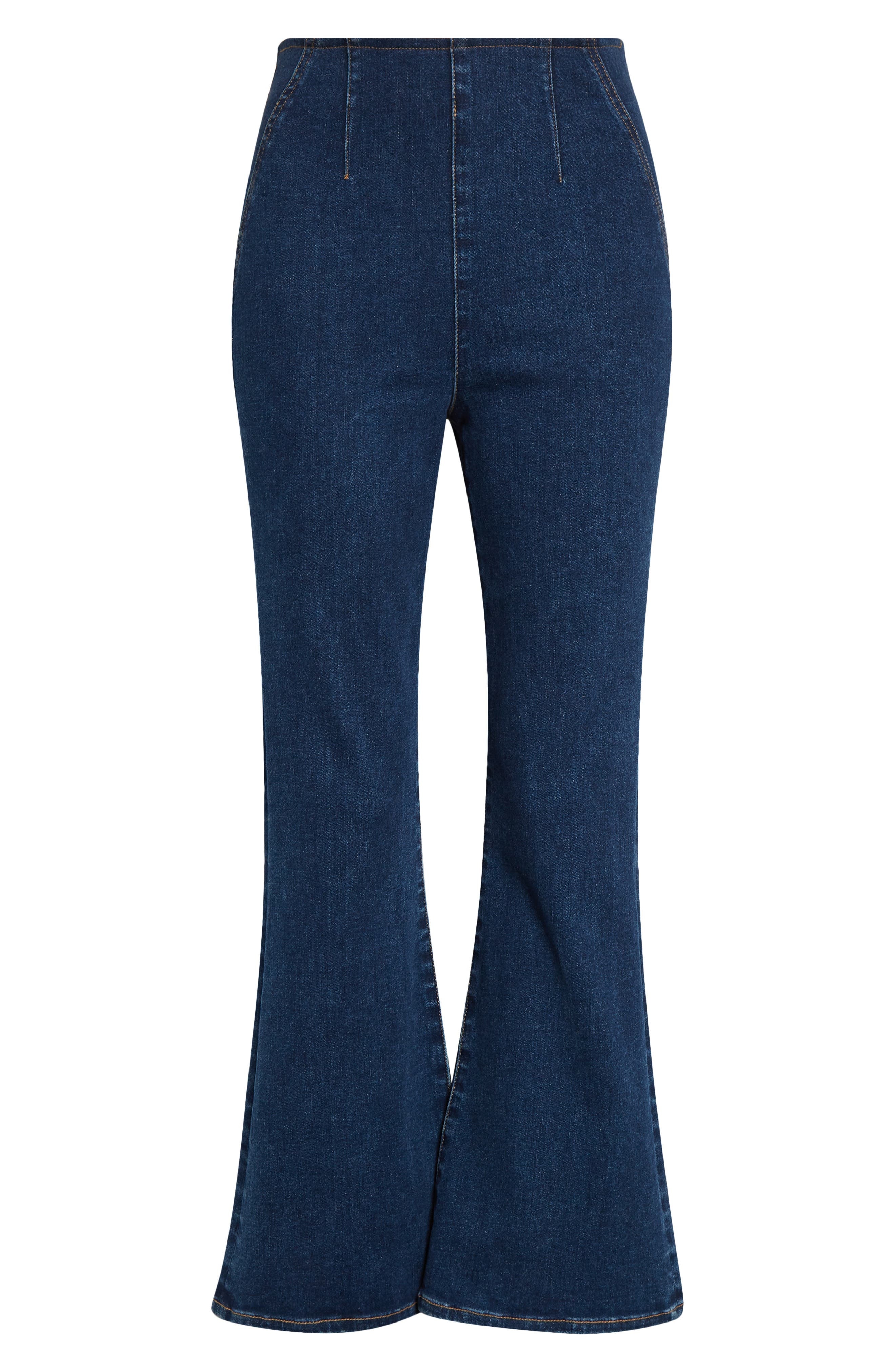 Veronica Beard Carson Off-Duty High Waist Ankle Flare Jeans in Bright Blue at Nordstrom - 6