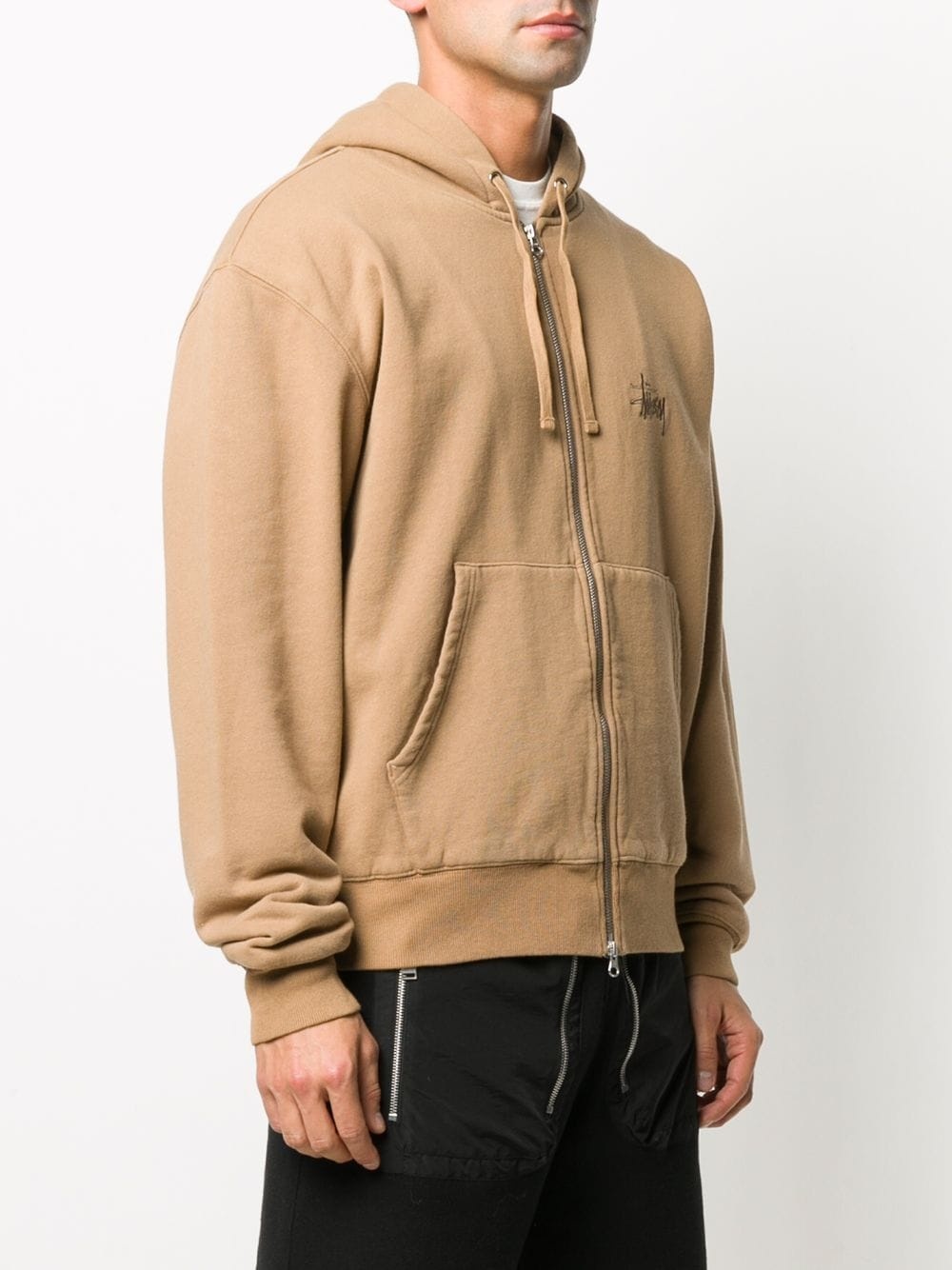 logo-embroidered zip-front hoodie - 3