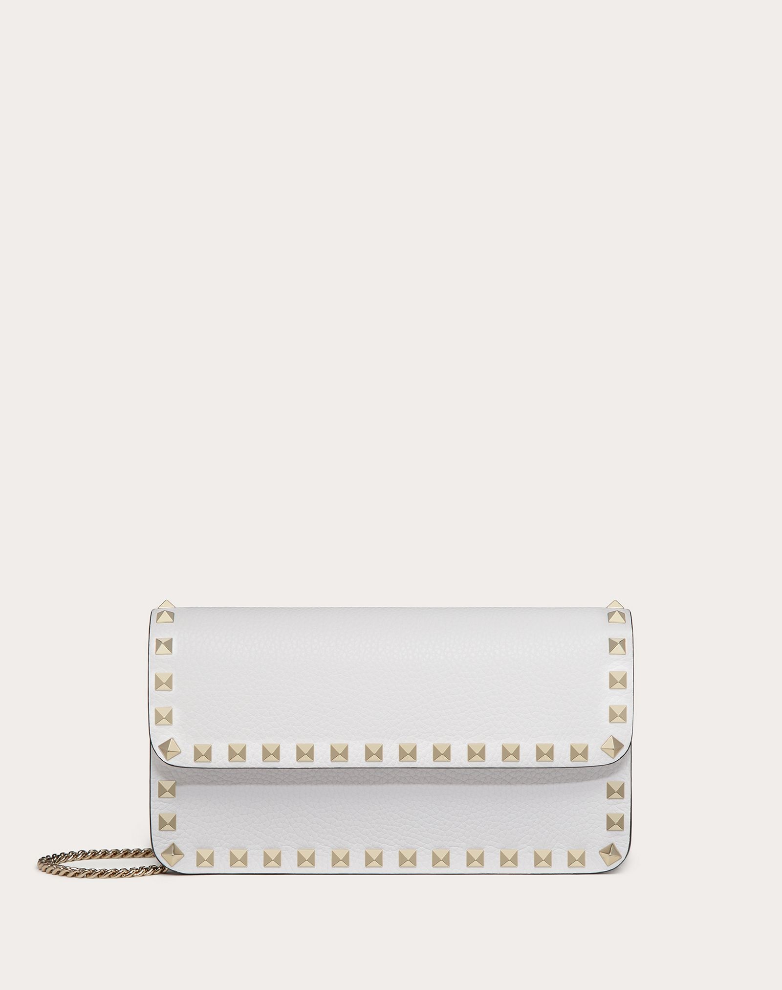 ROCKSTUD GRAINY CALFSKIN LEATHER CHAIN POUCH - 1