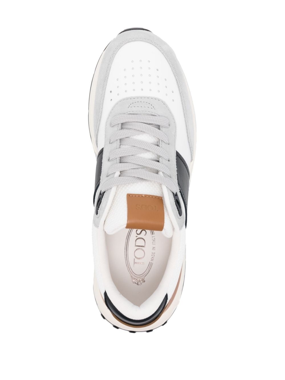 panelled leather sneakers - 4