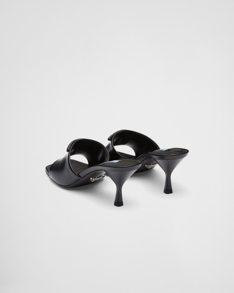 Brushed leather heeled slides 5