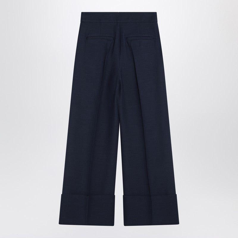 Valentino Indigo Pants In Wool And Silk Women - 2