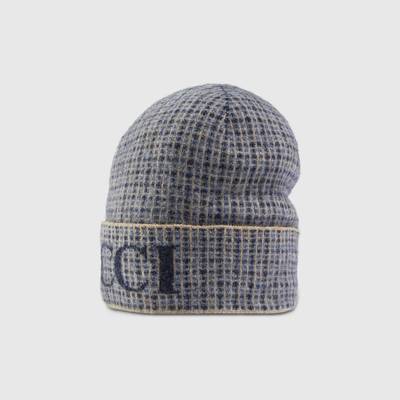 GUCCI Wool check hat with Gucci outlook