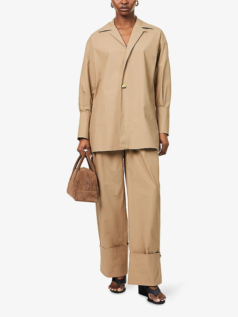 DARKPARK Diana Pleated Wide-Leg Low-Rise Cotton Trousers outlook