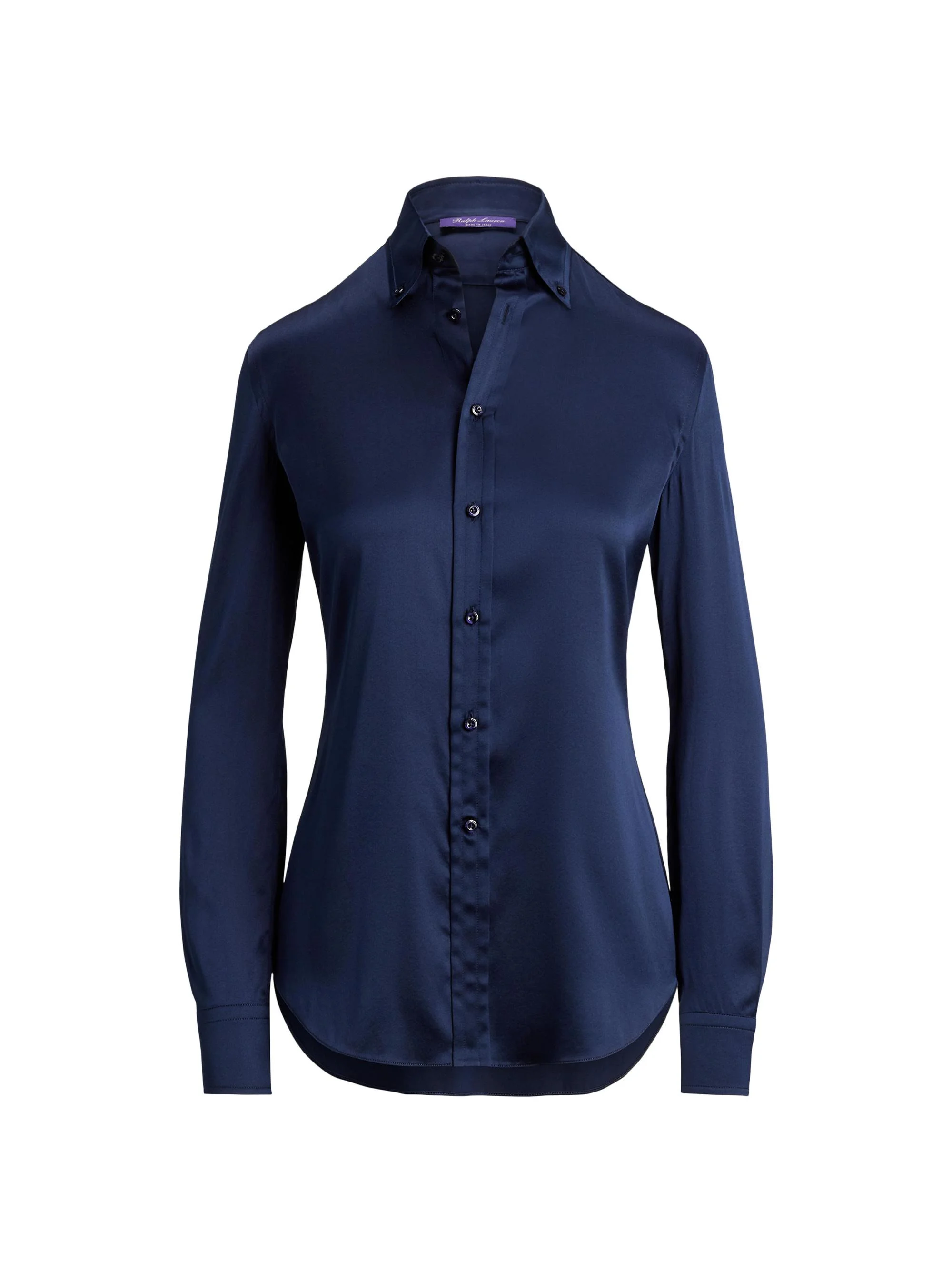 Women's Cameron Stretch Silk Charmeuse Button-Down Shirt - Icon Navy - 1
