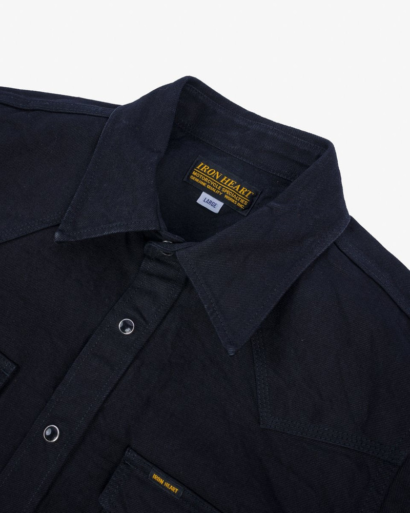 Iron Heart IHSH-396-BLK 13.5oz Denim Western Shirt Black outlook