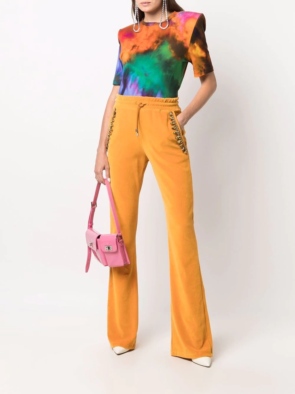 Crystal-Chain velvet track pants - 2