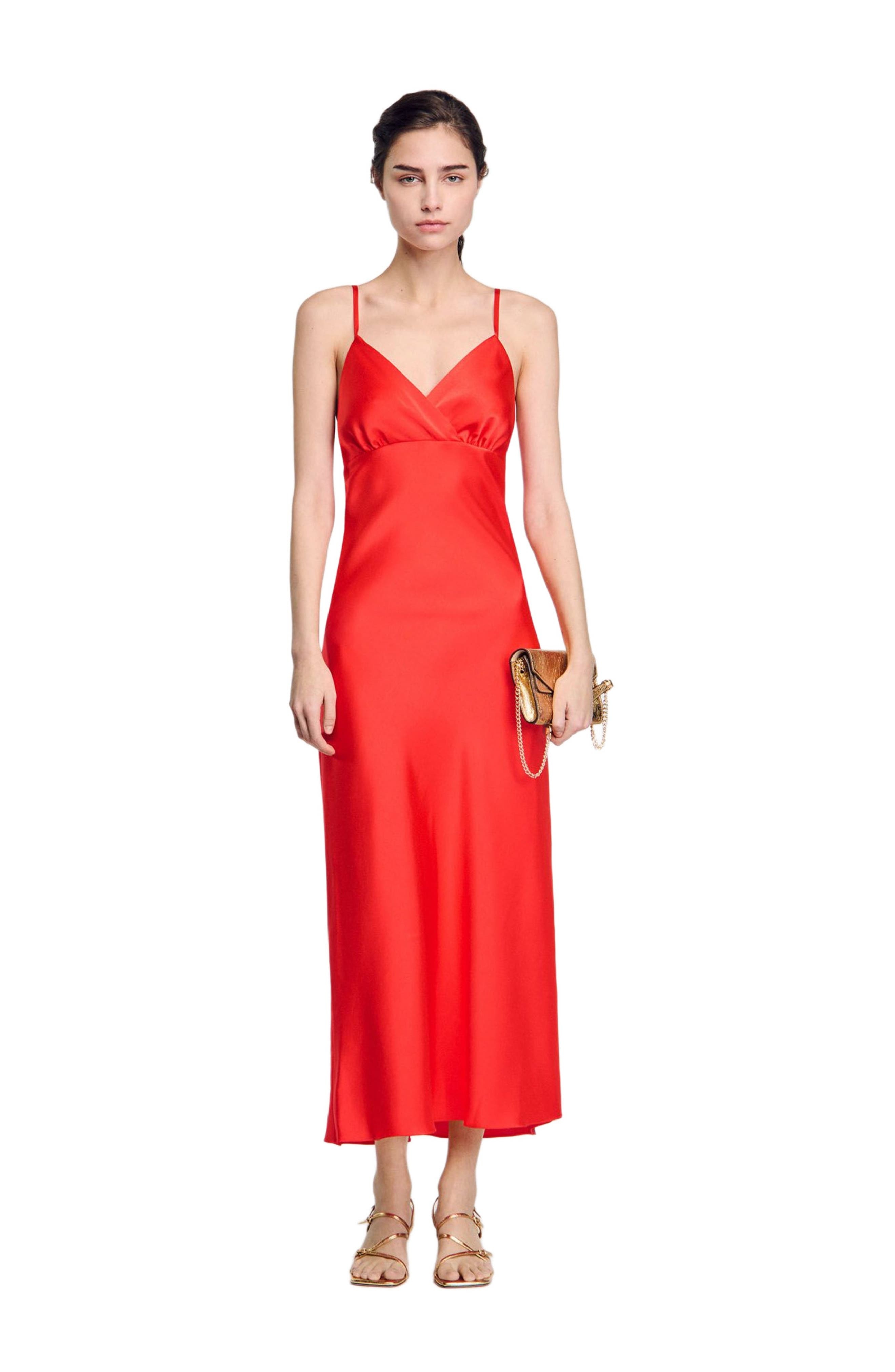 SANDRO Floaty dress with straps in Poppy at Nordstrom - 6