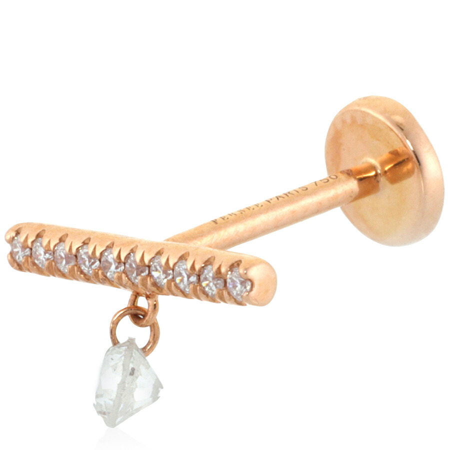 Persee 18K Rose Gold Hanging Bar Diamond Earring - 2