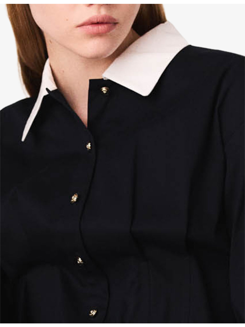 Contrast-Collar Cropped Stretch-Cotton Poplin Shirt - 5