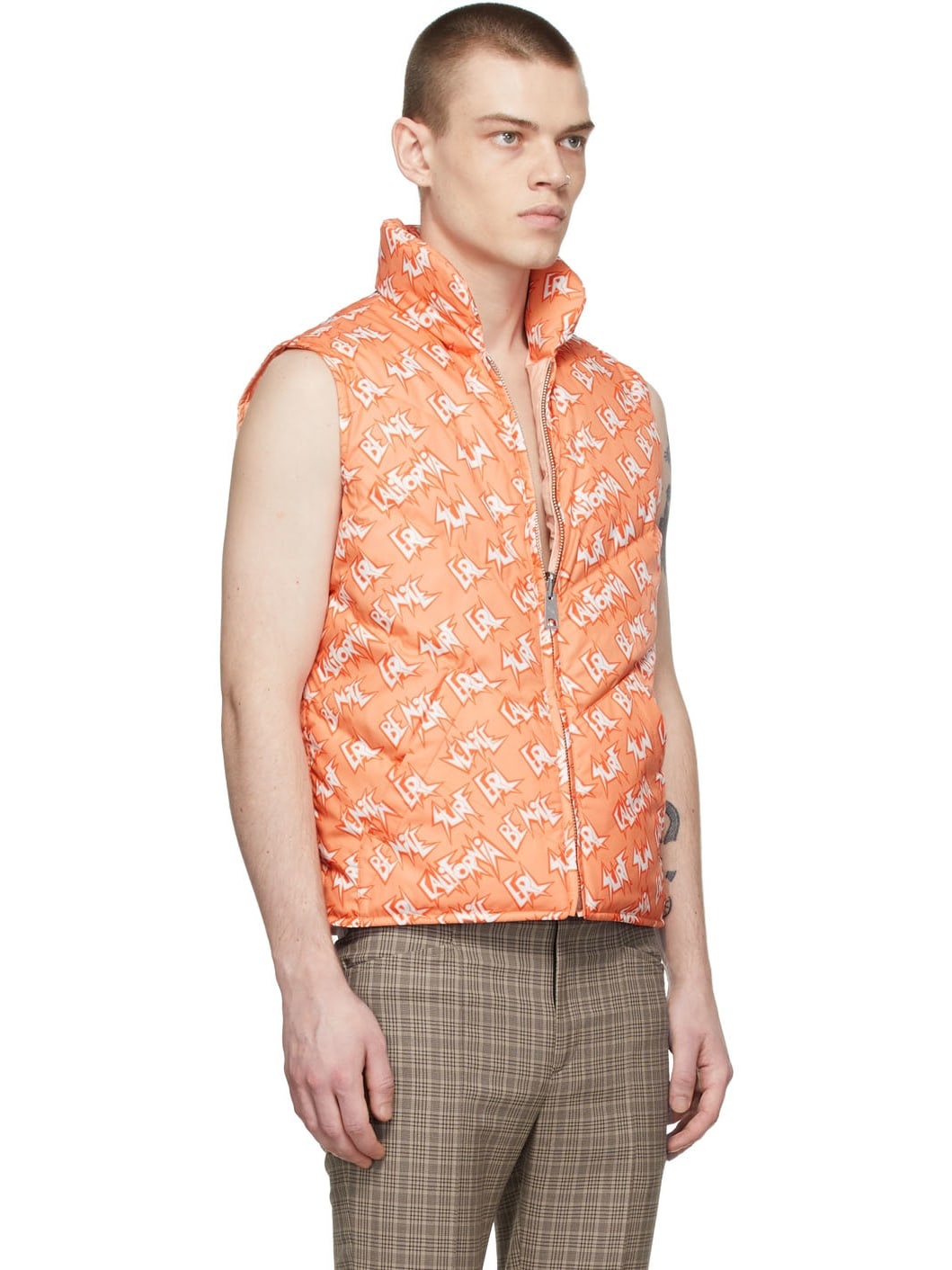 Orange Polyester Down Vest - 2