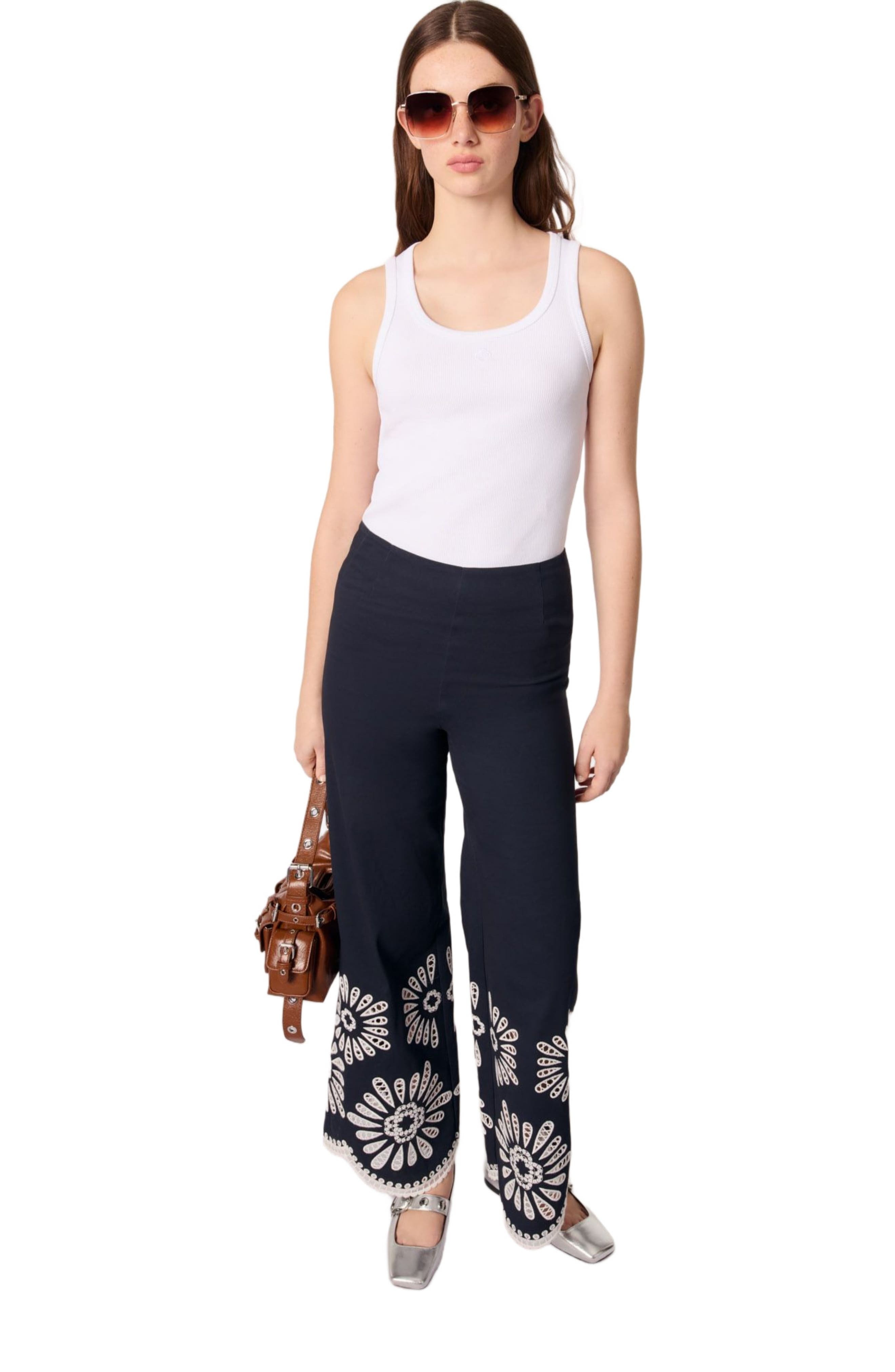 maje Trousers with crochet detail in Navy at Nordstrom - 1