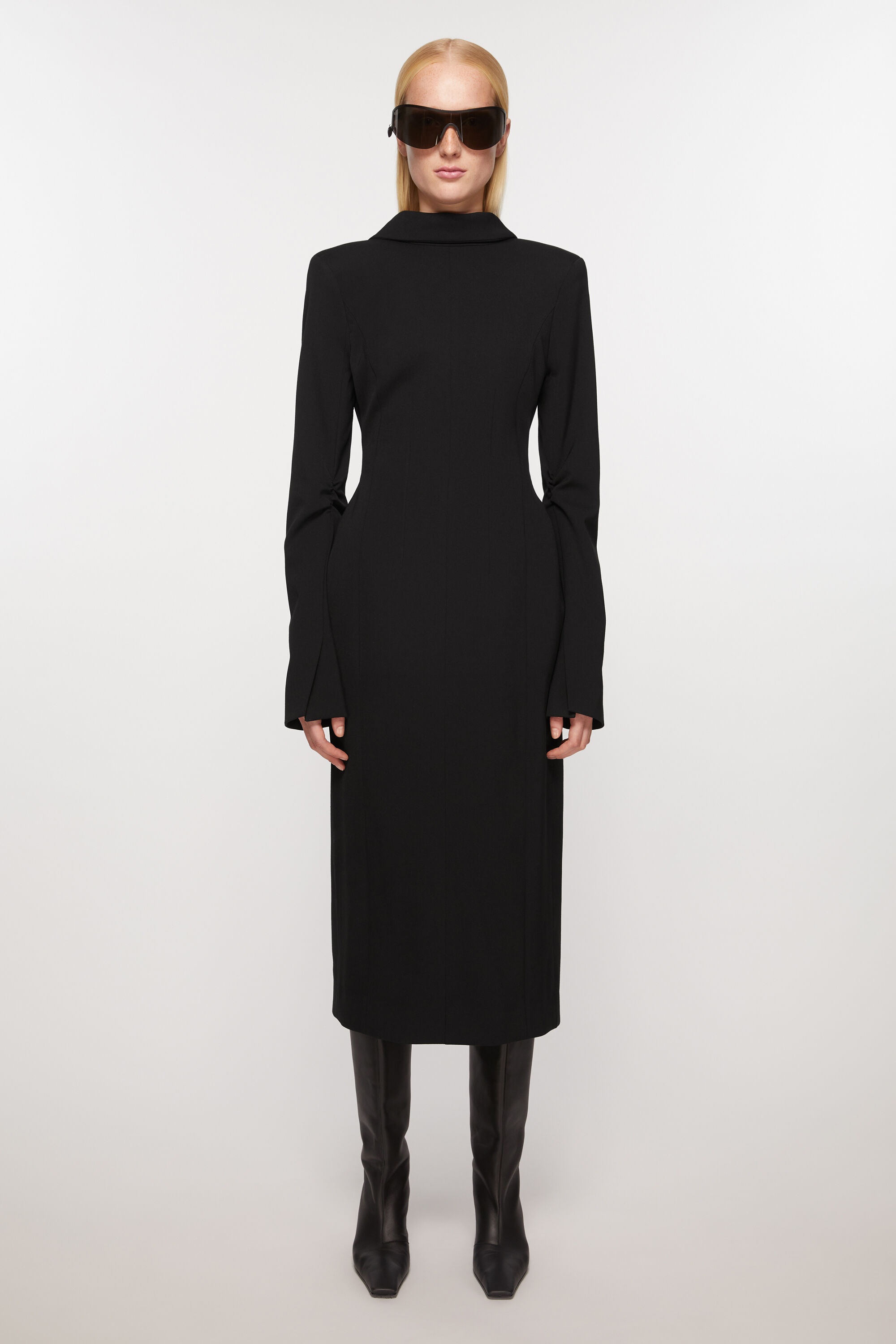 Tailored long sleeve dress - Black - 2