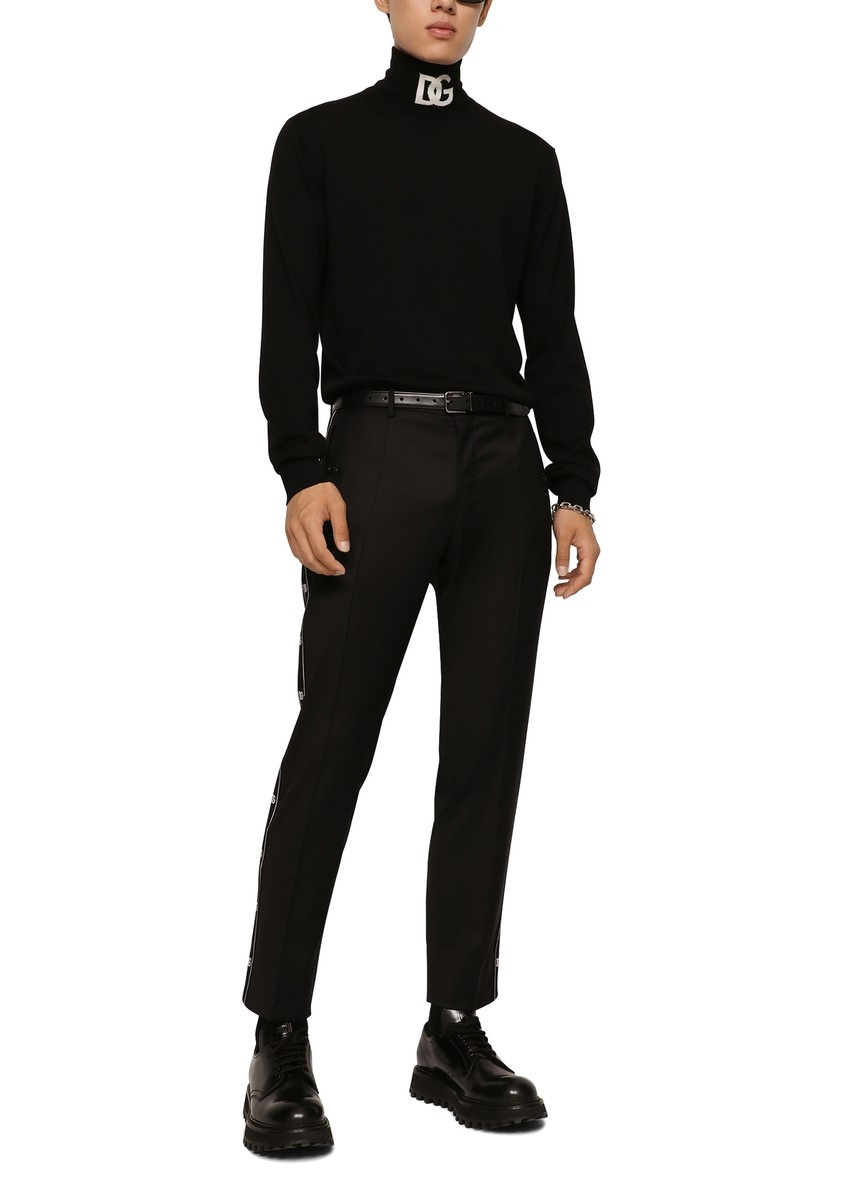 Stretch wool pants with side bands - 5