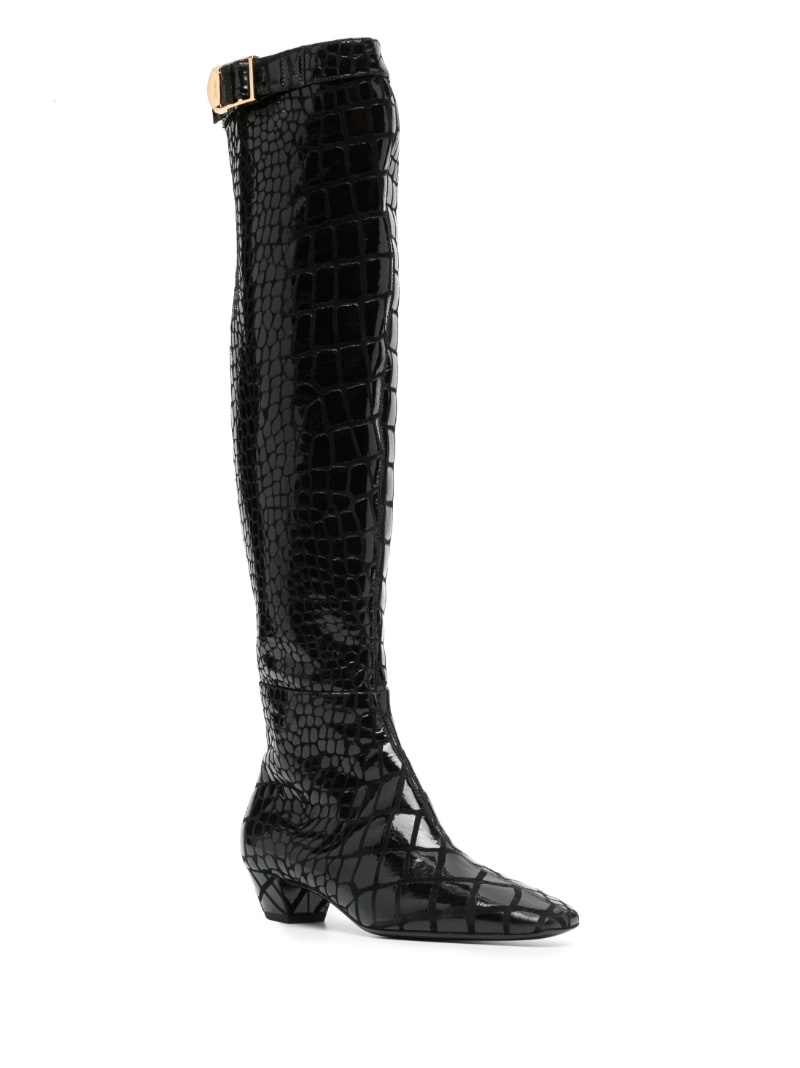 crocodile-effect calf-leather boots - 2