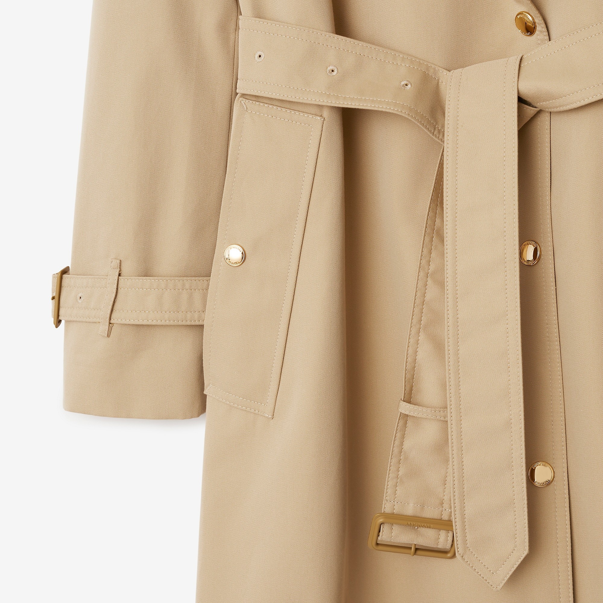 Long Check Collar Gabardine Trench Coat - 6