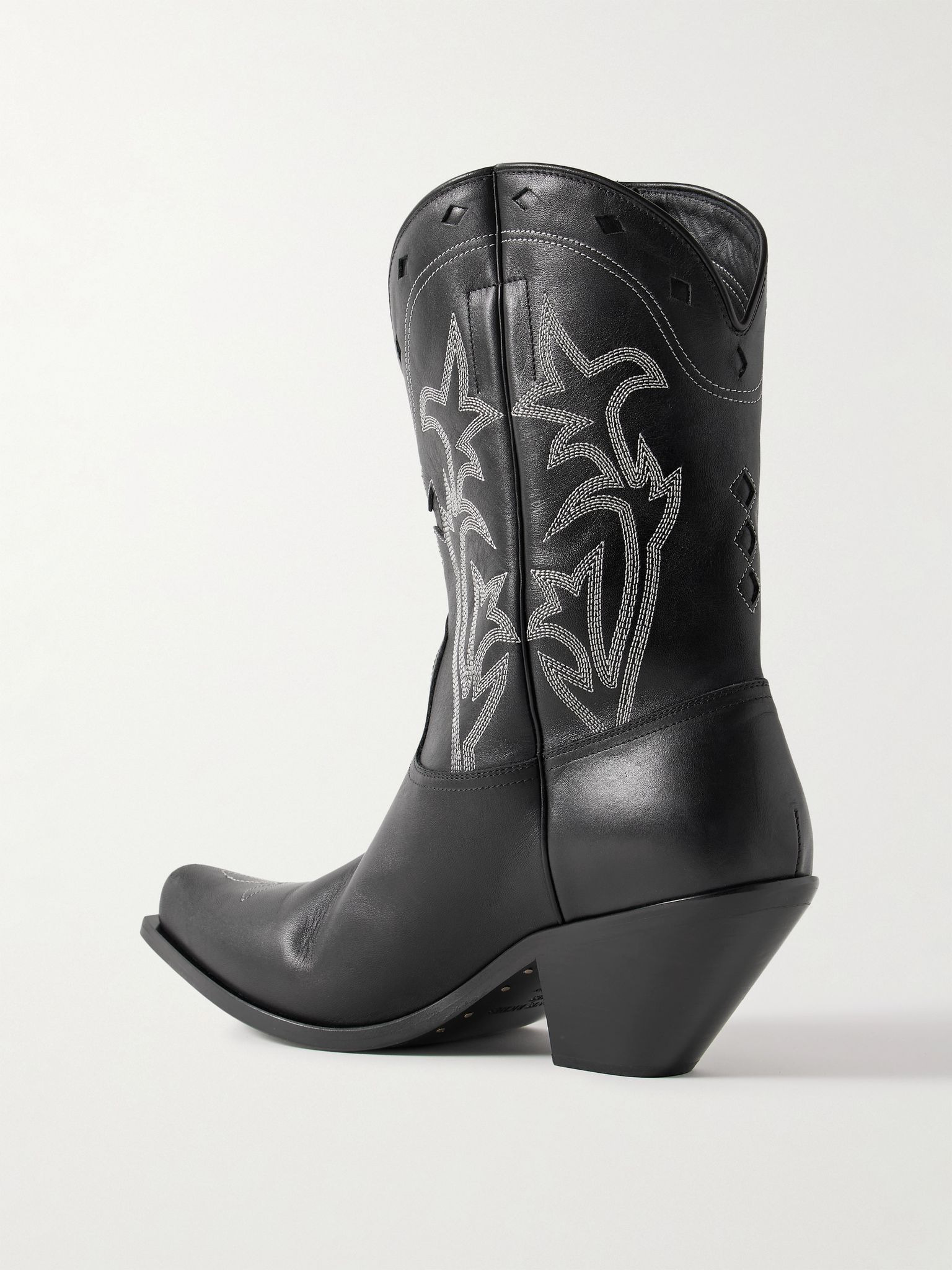 Swiss Cowboy Embroidered Leather Boots Black - 4