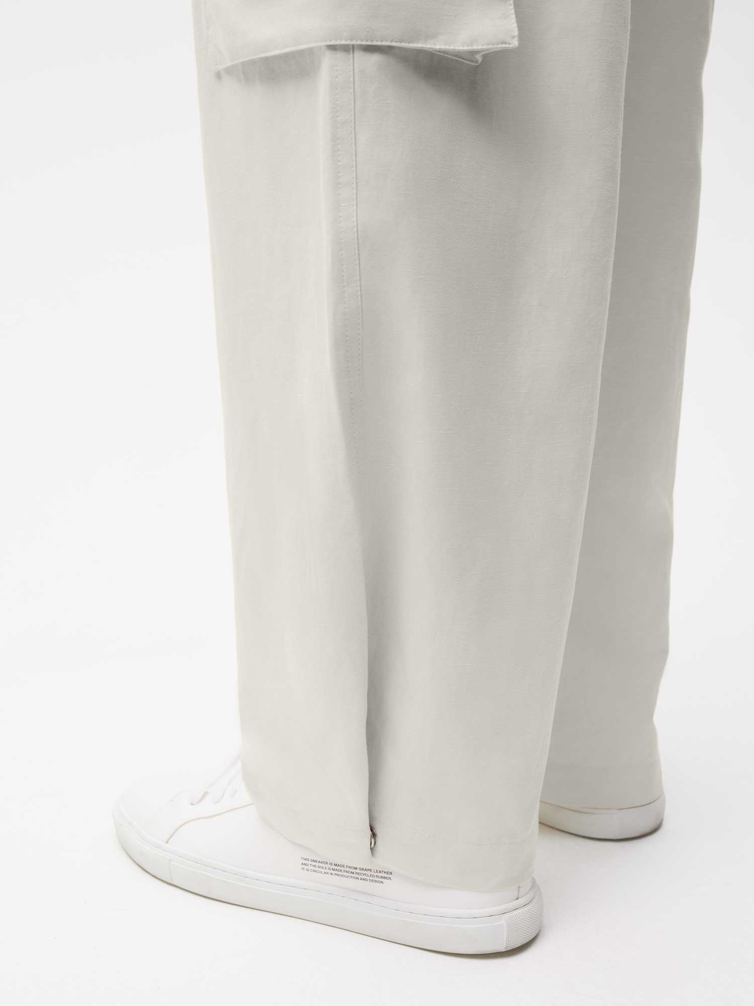 Mens Organic Cotton Linen Cargo Pants - Limestone - 3