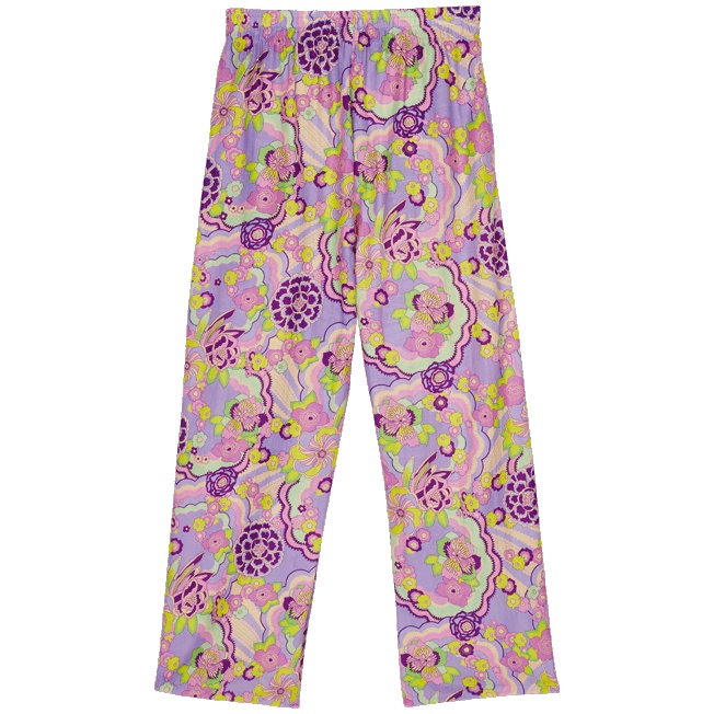 Women Silk Pants Rainbow Flowers - 2