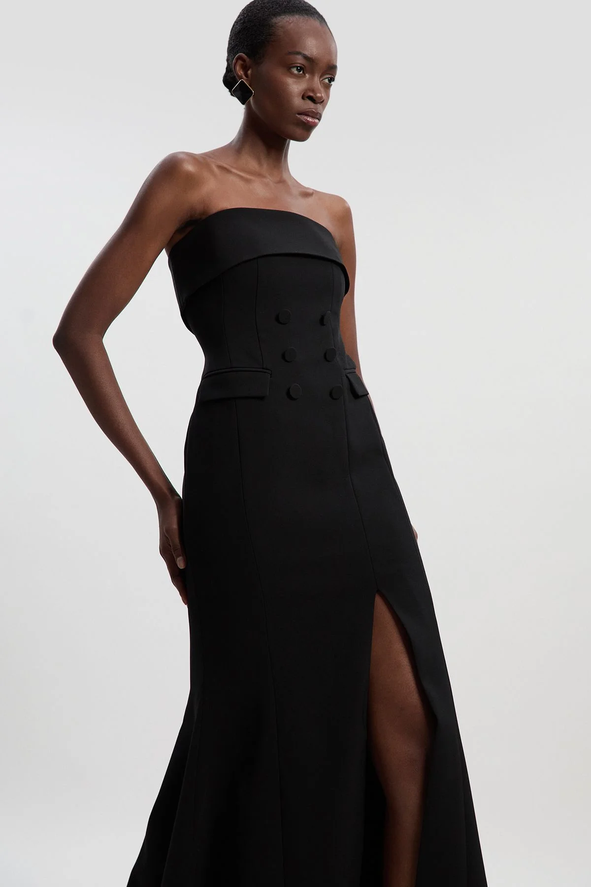 KAREN MILLEN Polished Tailored Bandeau Tux Maxi Dress - BKK27179-105 |  REVERSIBLE