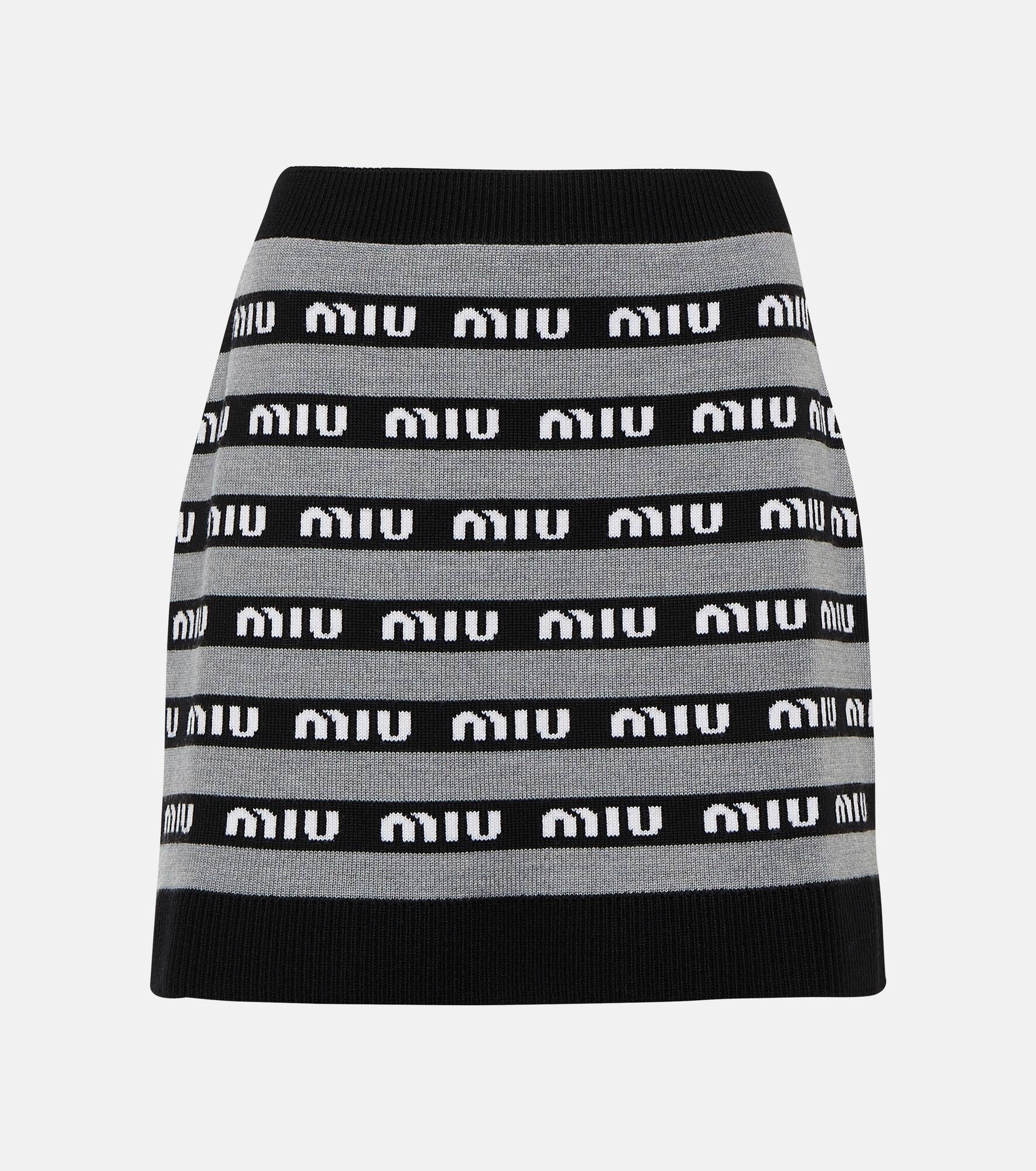 Logo jacquard wool miniskirt - 1