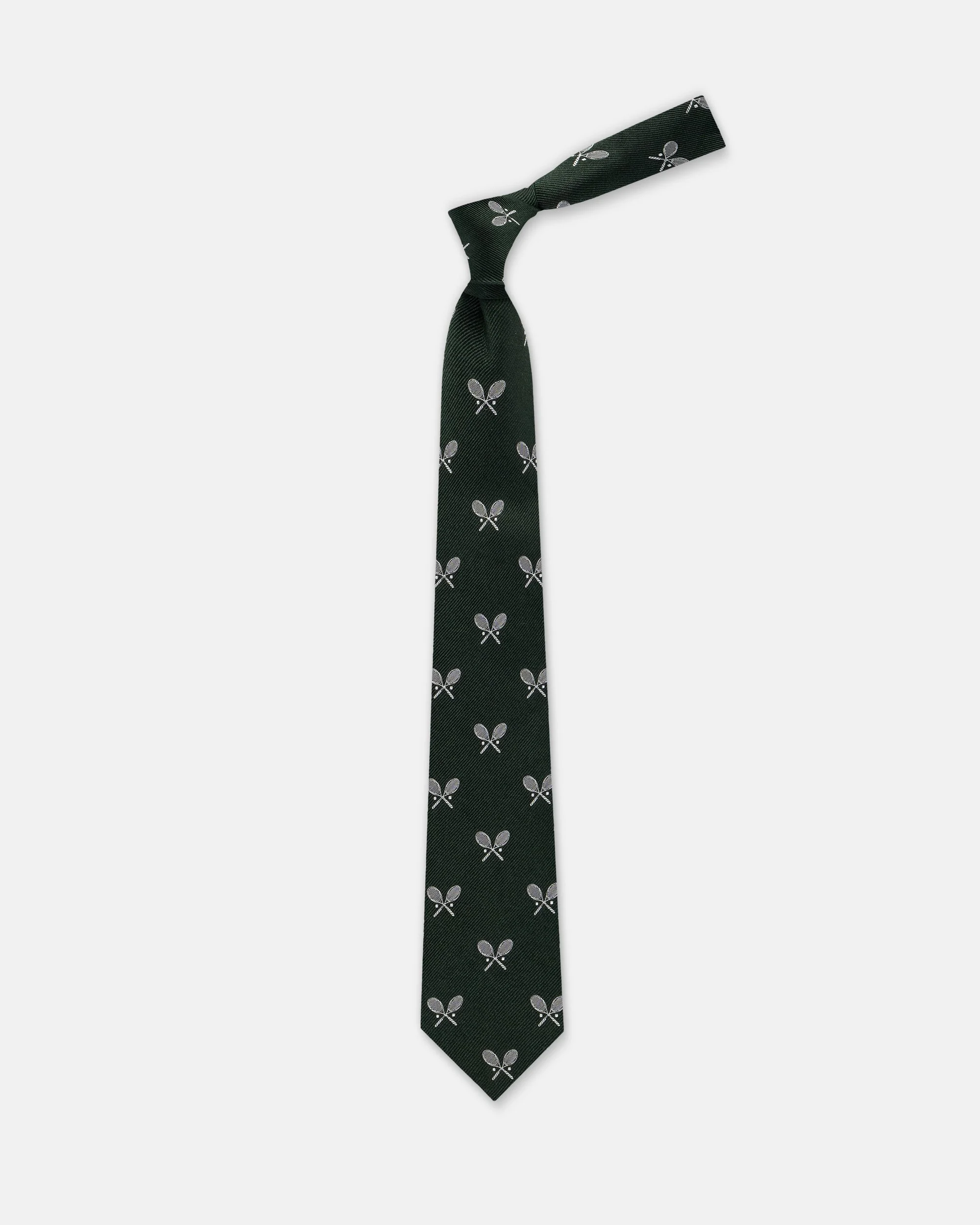 MADE-IN-UK GREEN TENNIS RACKETS CLUB TIE - 1