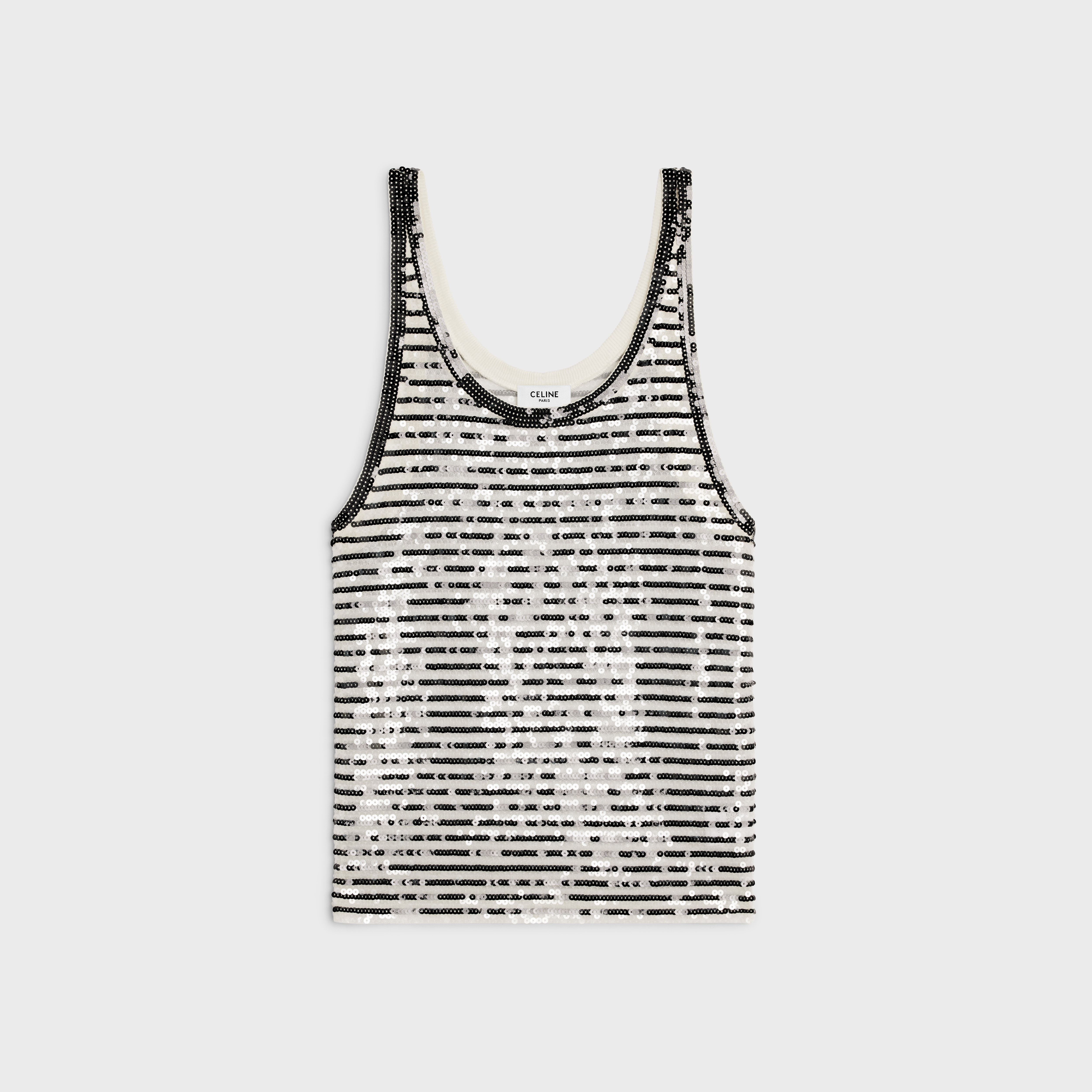 embroidered marinière tank top in jersey tulle - 1