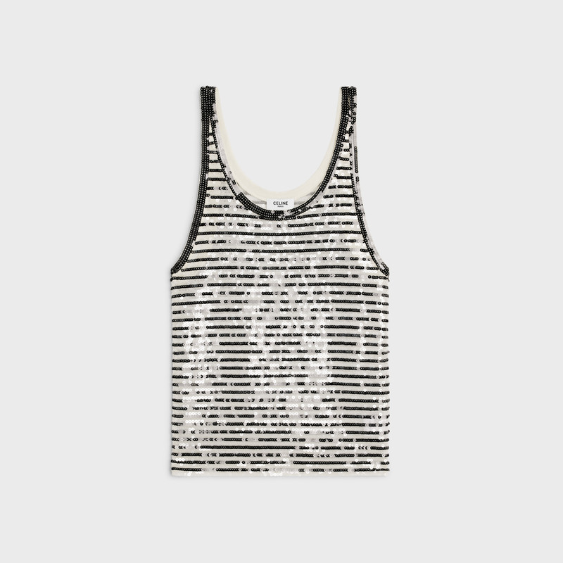 embroidered marinière tank top in jersey tulle 1