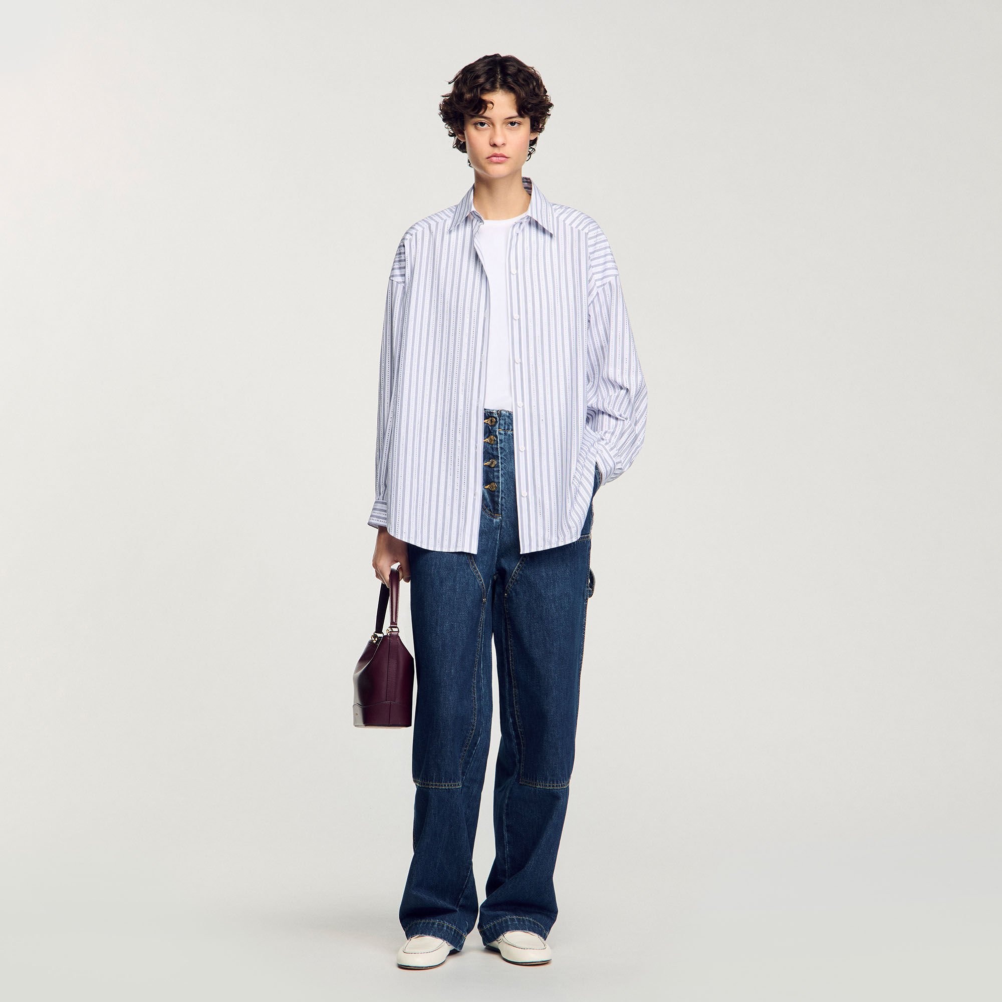 STRIPED RHINESTONE SHIRT - 1