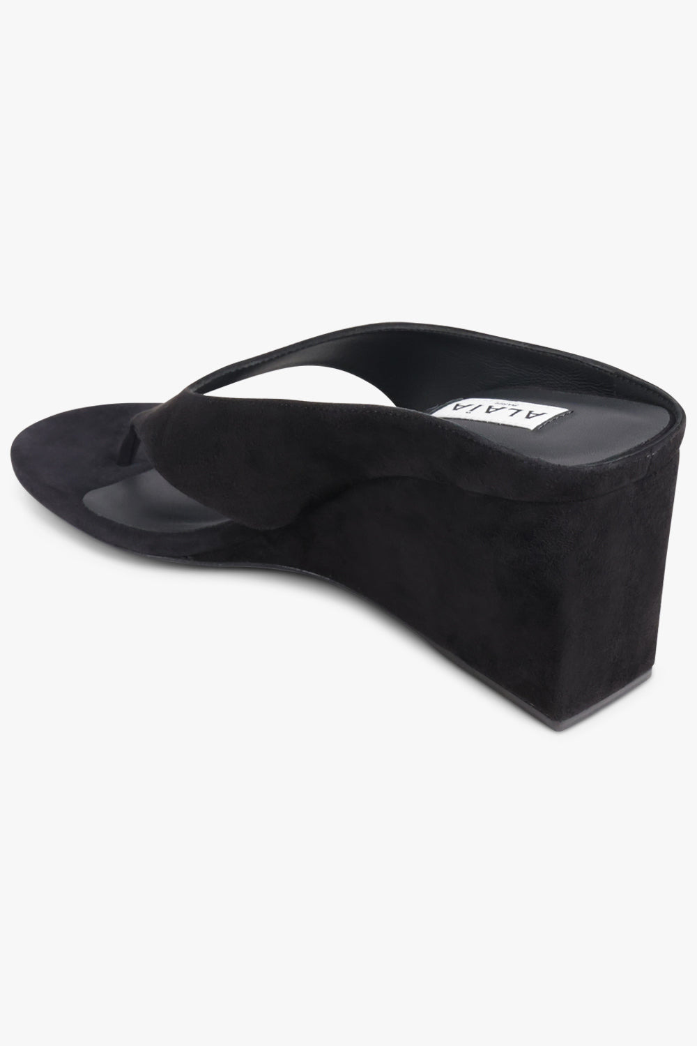 CUBE SUEDE 75MM THONG MULE | BLACK - 3
