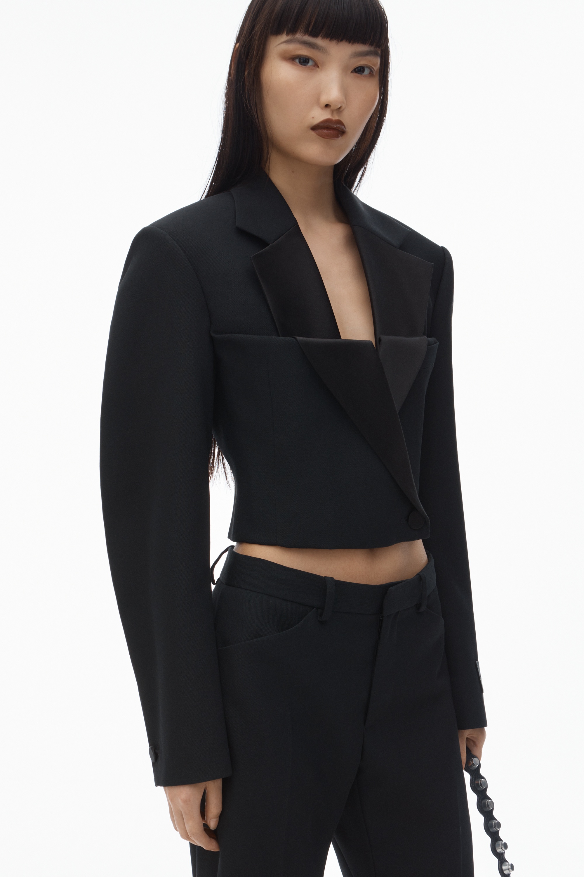 Double-Breasted Tuxedo Cropped Blazer - 5