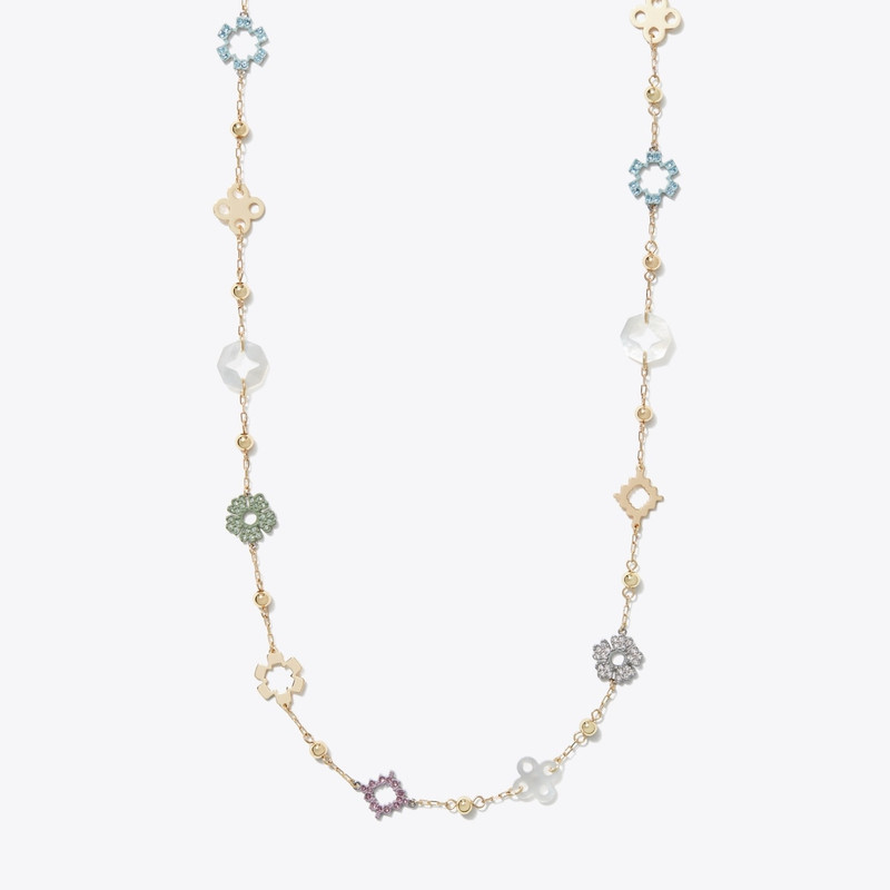Long Forget Me Not Pavé Necklace 1