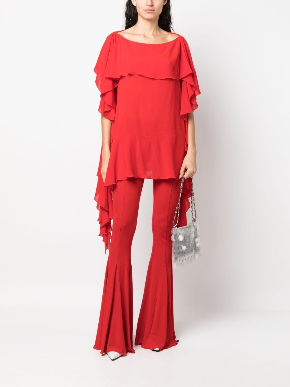 draped semi-sheer blouse - 2